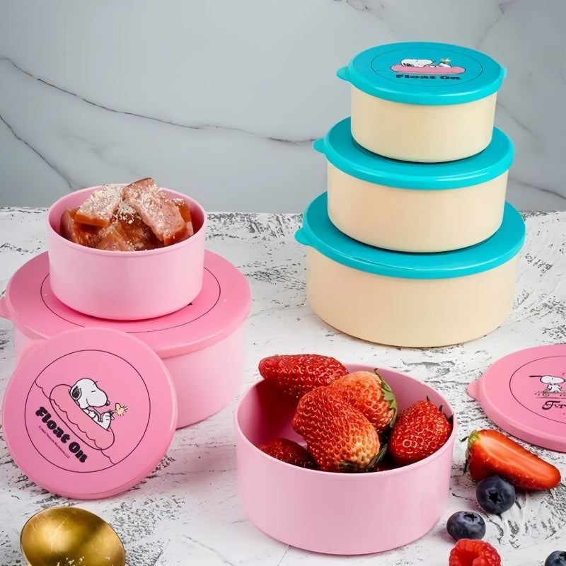 Cute Snoopy Round Fresh-Keeping Box Set