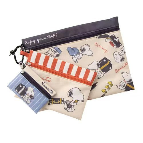 Vintage Travel Style Snoopy 3-Piece Storage Bag Set