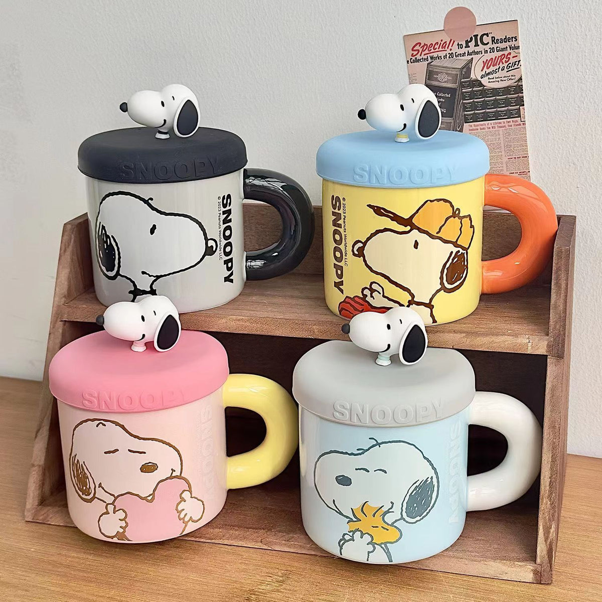 Snoopy Ceramic Mug with 3D Figurine Lid